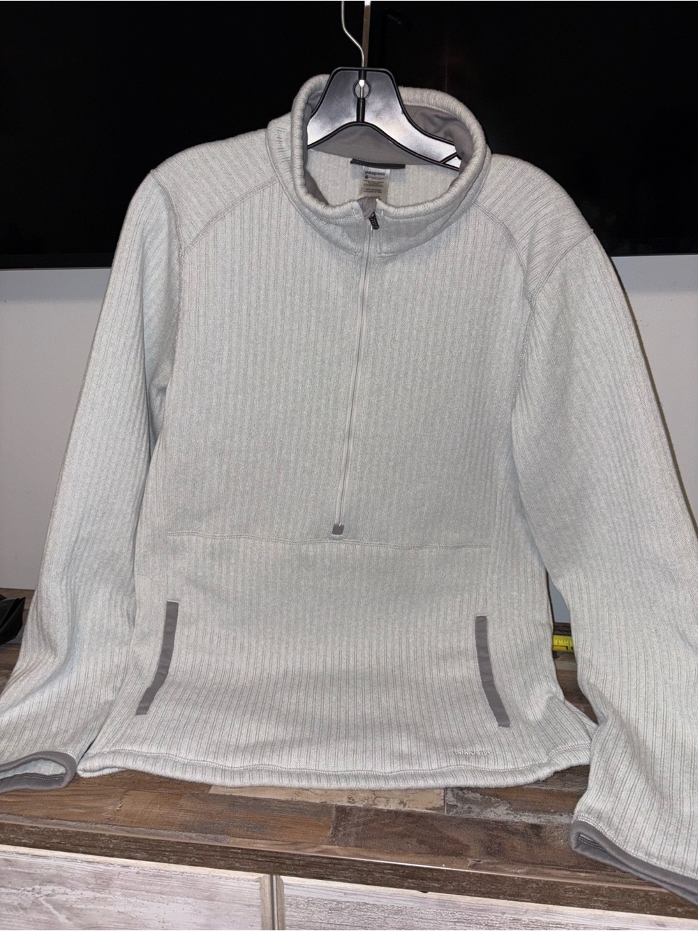 Patagonia Light Gray Men's Quarter-Zip Ribbed Pullover